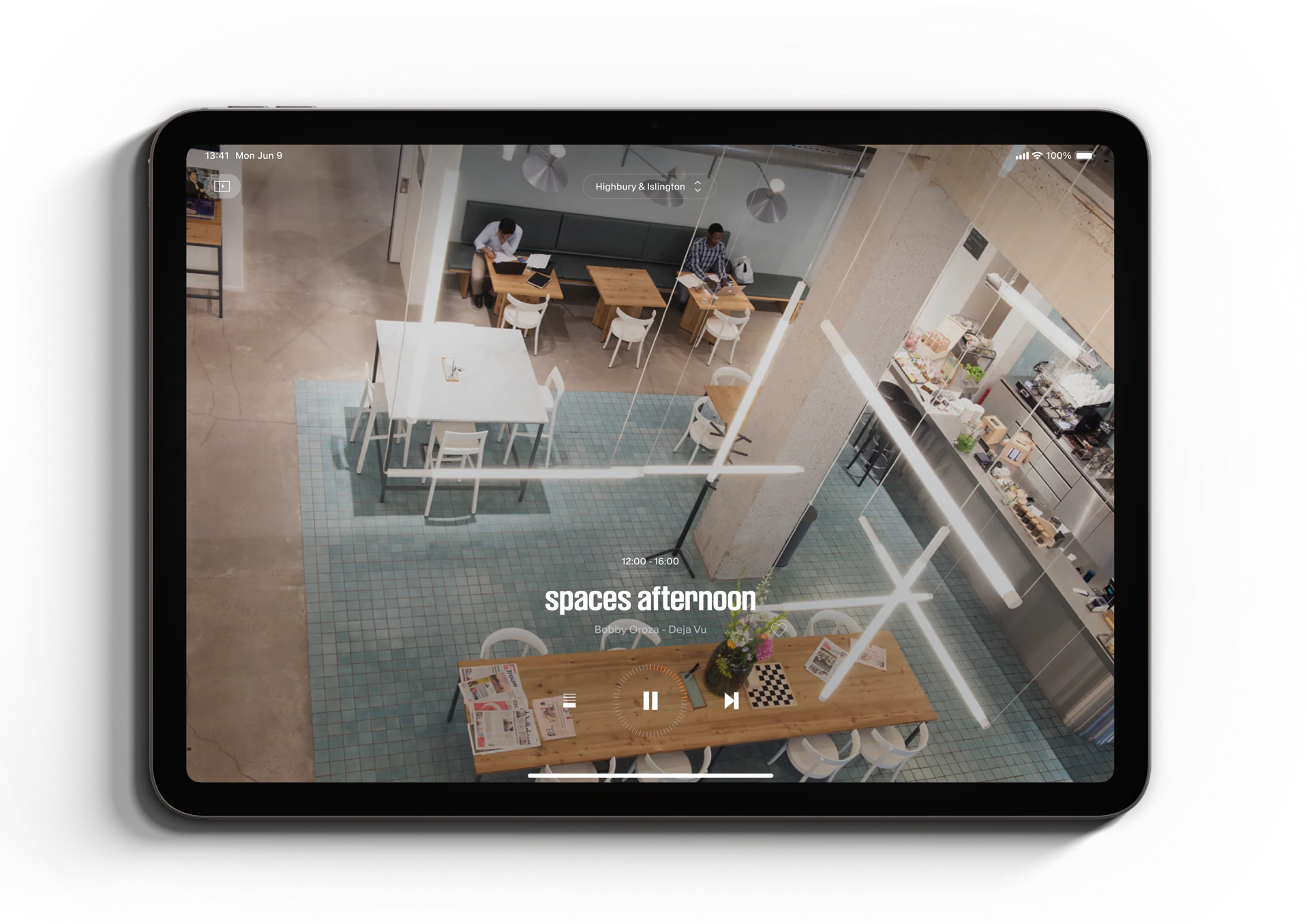 Spaces afternoon playlist on iPad